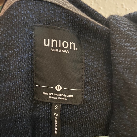Union Denim Blue Baja Henley Hoodie Pullover Knit Sweatshirt Men Small New - Picture 6 of 9